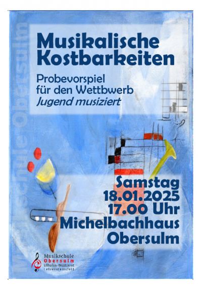 Plakat Musikalische Kostbarkeiten - Probevorspiel für Jugend musiziert