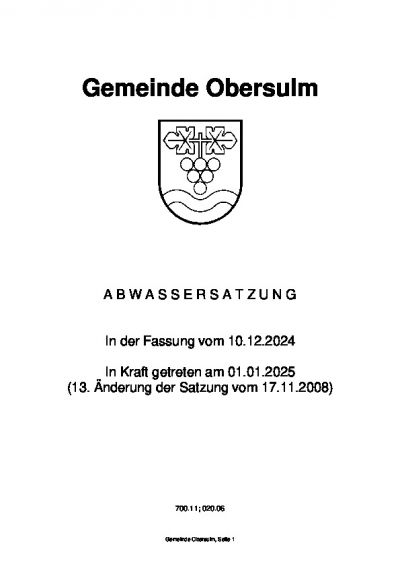 Abwassersatzung vom 10.12.2024